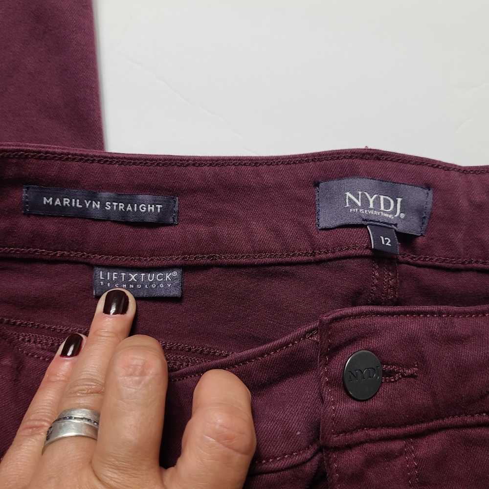 NWT NYDJ marilyn straight burgundy jeans - Picture 4 of 9